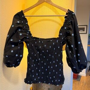 Ganni Black Polka Dot Top 🐆